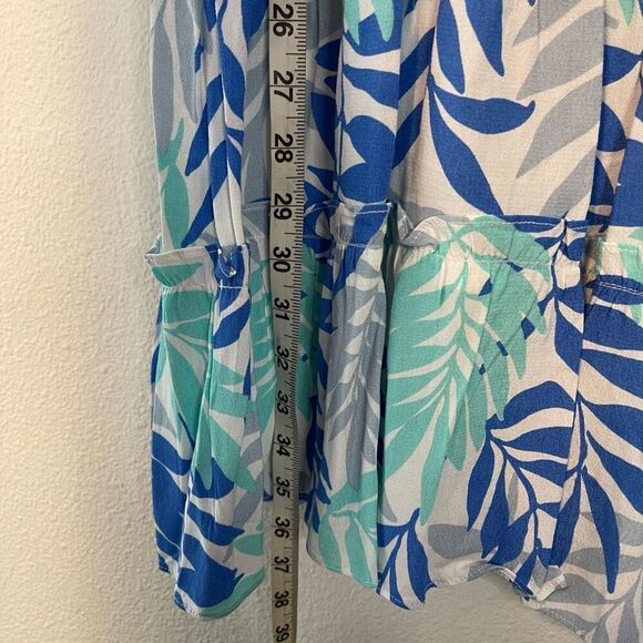 Sail to Sable STD Palm Leaf Ruffle Neck Dress With Tassels Size Medium - Picture 4 of 6